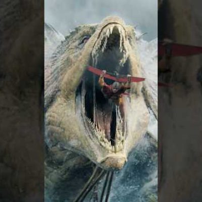 Aang e a Katara destruindo uma serpente gigante.